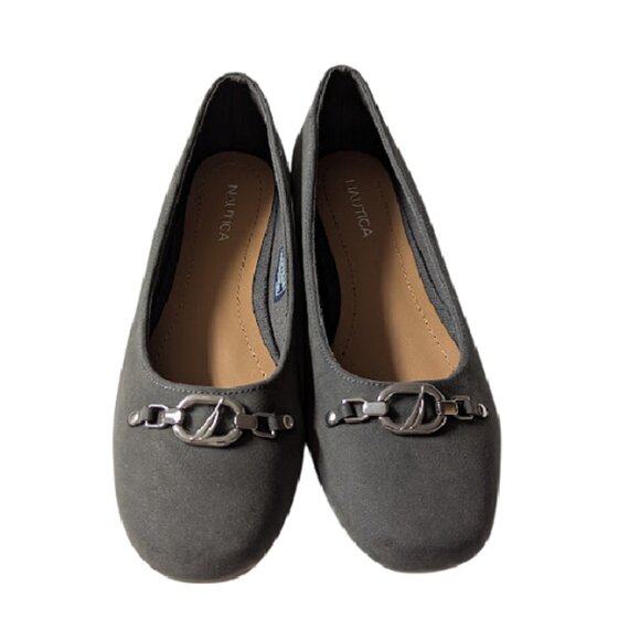 Nautical Buckle Bit Womens Gray Vegan Suede Fabric Slip-on Flats NWOB Size 7.5 - Picture 7 of 8
